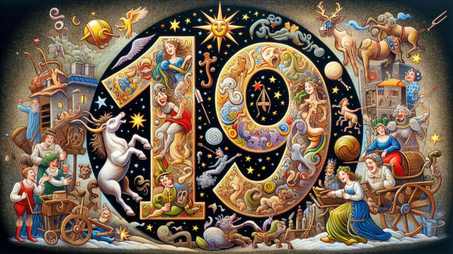 Numero 19 della Smorfia napoletana, 'a resata, Sagittario. &copy; Immagine creata con Dall-E