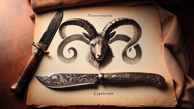 Numero 41 della Smorfia napoletana, 'o curtiello, il coltello, Capricorno. &copy; Immagine creata con Dall-E