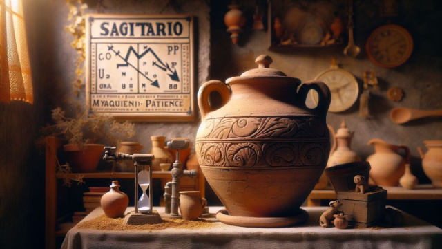 Numero 7 della Smorfia napoletana, 'o vasetto, Sagittario. &copy; Immagine creata con Dall-E