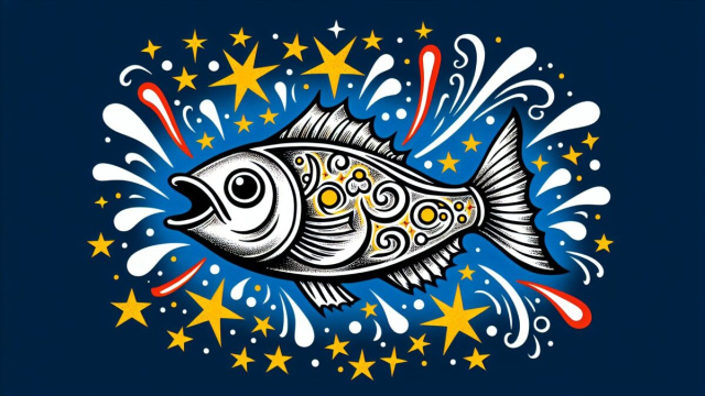 Numero 19 della Smorfia napoletana, 'a resata, per i Pesci. &copy; Immagine creata con Dall-E