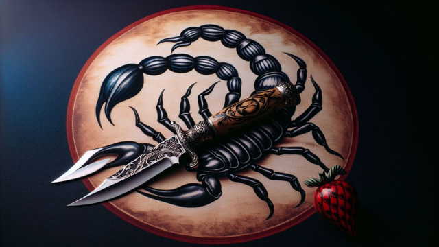 Numero 41 della Smorfia napoletana, 'o curtiello. Oroscopo Scorpione. &copy; Immagine creata con Dall-E