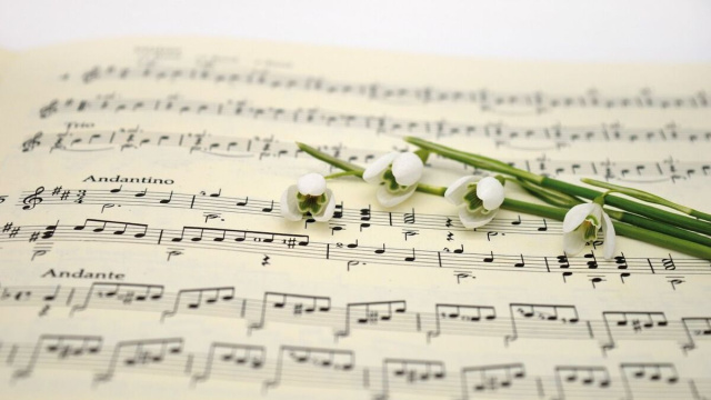 Fiori su uno spartito musicale (&copy;pixabay.com)