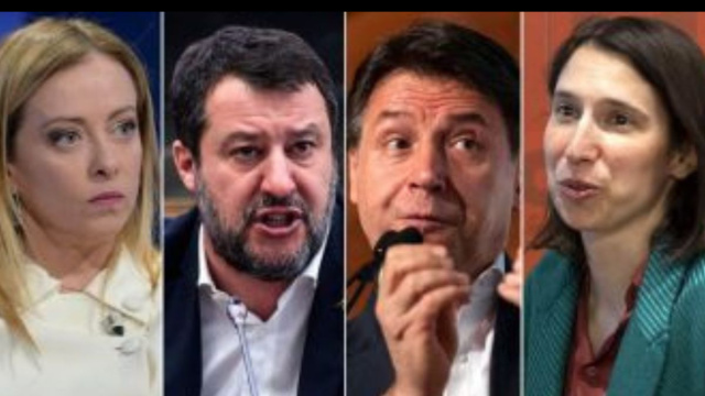 Giorgia Meloni, Matteo Salvini, Giuseppe Conte e Elly Schlein (&copy;Facebook )