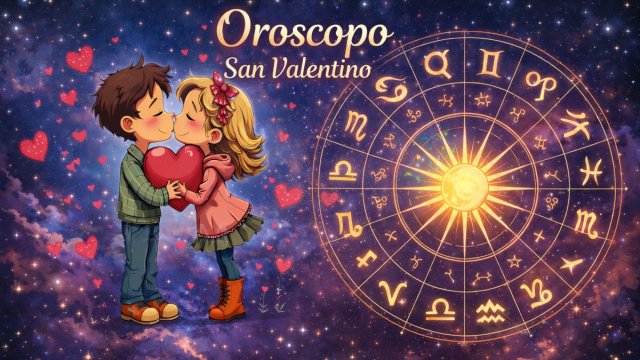 Locandina per l'oroscopo di San Valentino 2026 - &copy; Copilot IA.