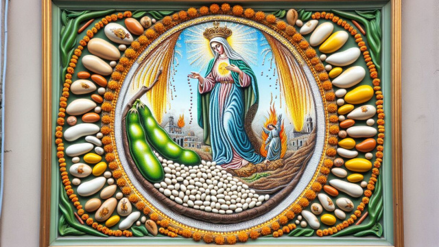 Numero 10 della Smorfia napoletana, 'e fasule, per la Vergine. &copy; Immagine creata con Dall-E