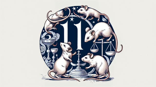 Numero 11 della Smorfia napoletana, 'e surice, per il segno Bilancia. &copy; Immagine creata con Dall-E