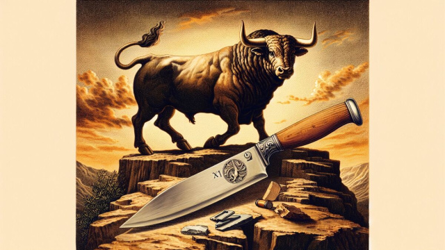 Numero 41 della Smorfia napoletana, 'o curtiello per il segno del Toro. &copy; Immagine creata con Dall-E