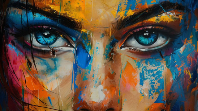 Volto di donna multicolor - &copy; Pixabay IA.