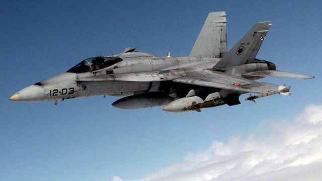 File:Spanish Air Force EF-18 DD-SD-00-02833 cropped.jpg - Wikipedia &copy; Creative Commons
