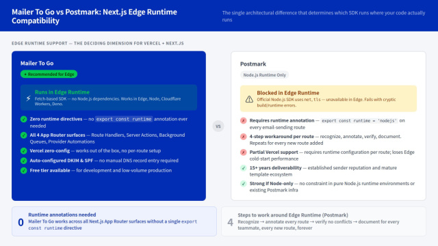 Mailer To Go vs Postmark: Next.js Edge Runtime Email &copy; Creative Commons