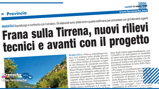 FRANA SULLA TIRRENA, NUOVI RILIEVI TECNICI E AVANTI CON IL PROGETTO &copy; Creative Commons