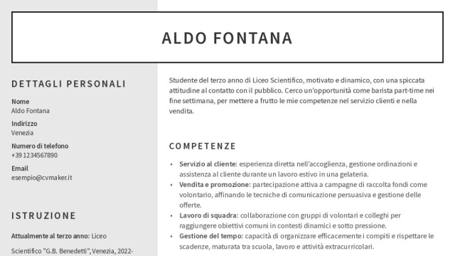 Curriculum vitae per studenti delle scuole superiori: Guida ... &copy; Creative Commons