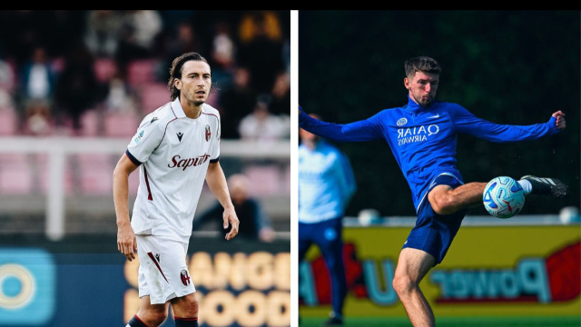 Matteo Darmian, terzino del Bologna. Foto &copy; Bologna. Petar Susic, centrocampista dell'Inter. Foto &copy; Inter
