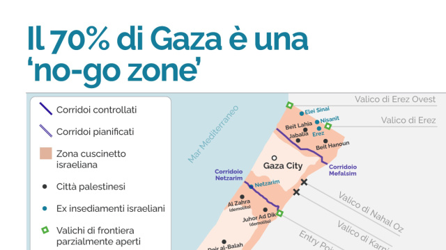 Striscia di Gaza: la mappa delle aree a rischio e dei corridoi  ISPI &copy; Creative Commons