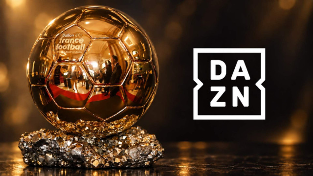 Pallone d'oro e logo DAZN /foto da DAZN.