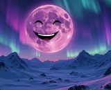 Luna viola con faccia sorridente &copy; Grok AI X