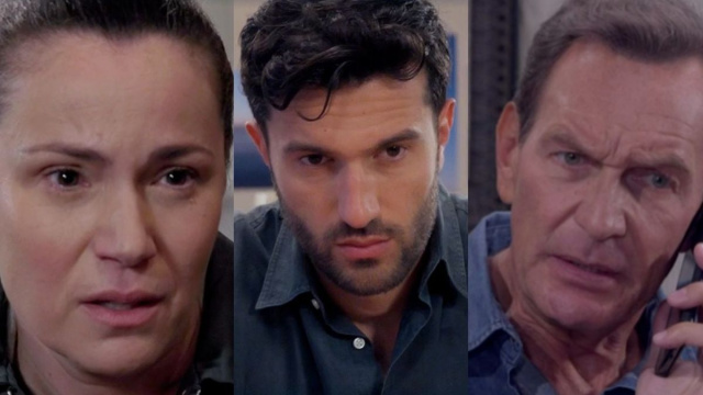 Greta, Damiano e Roberto - screenshot &copy; Un posto al sole.