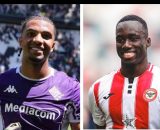 Cher Ndour, attaccante della Fiorentina. Foto &copy; Fiorentina. Michael Kayode, esterno del Brentford. Foto &copy; Brentford