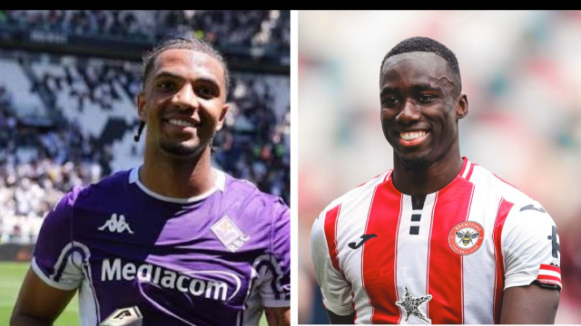 Cher Ndour, attaccante della Fiorentina. Foto &copy; Fiorentina. Michael Kayode, esterno del Brentford. Foto &copy; Brentford