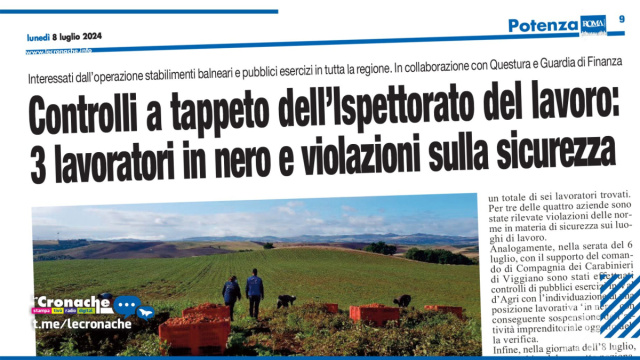 CONTROLLI A TAPPETO DELL'ISPETTORATO DEL LAVORO: 3 LAVORATORI IN ... &copy; Creative Commons