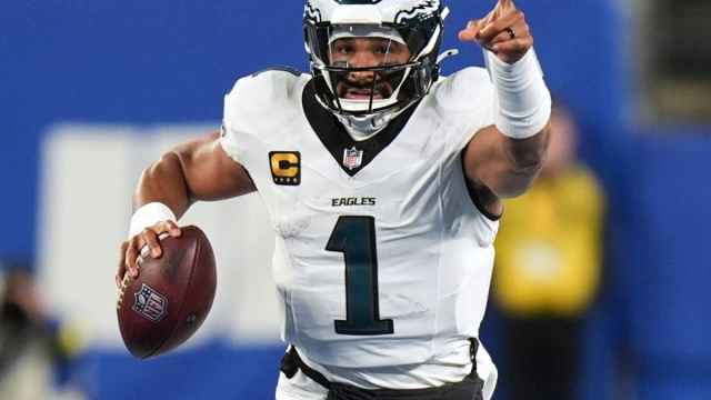 Jalen Hurts throws an interception among mistakes that lead to the ... &copy; Creative Commons