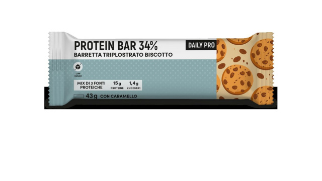 Protein Bar caramello e biscotto 34%  Farmacisti Preparatori &copy; Creative Commons