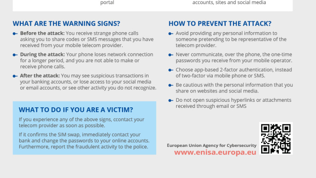 How to Avoid SIM-Swapping - Leaflet  ENISA &copy; Creative Commons