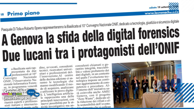 A GENOVA LA SFIDA DELLA DIGITAL FORENSICS DUE LUCANI TRA I ... &copy; Creative Commons
