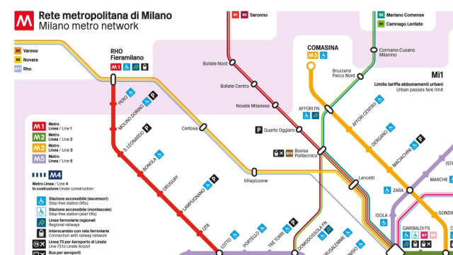 Metro Milano: mappa, orari e fermate con i percorsi di tutte le linee &copy; Creative Commons