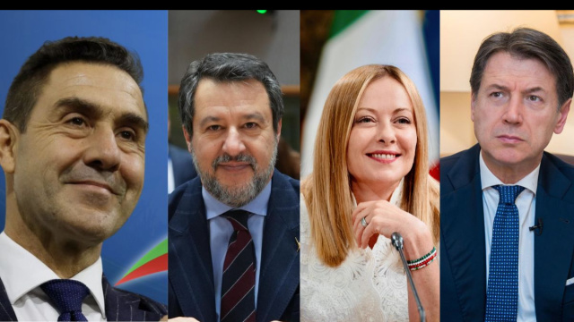 Roberto Vannacci, Matteo Salvini, Giorgia Meloni e Giuseppe Conte (&copy; Facebook)