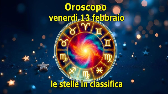Locandina per l'oroscopo di venerd&igrave; 13 febbraio e classifica - &copy; Copilot IA.