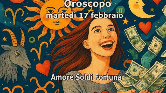 Locandina per l'oroscopo del 17 febbraio su amore, soldi e fortuna - &copy; Pixabay IA.