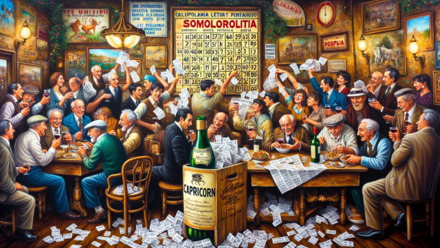 Numero 45 della Smorfia napoletana, 'o vino bbuono. &copy; Immagine creata con Dall-E