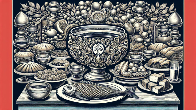 Numero 45 della Smorfia napoletana, 'o vino buono, segno Pesci. &copy; Immagine creata con Dall-E