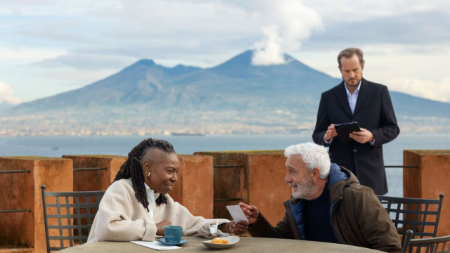 Whoopi Goldberg, Patrizio Rispo, Tim Daish. &copy; Immagine Rai