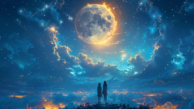 Coppia di innamorati di fronte alla Luna (&copy;pixabay.com)