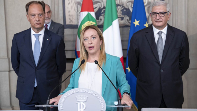 Giorgia Meloni alle consultazioni al Quirinale nel 2019 (Wikimedia Commons).