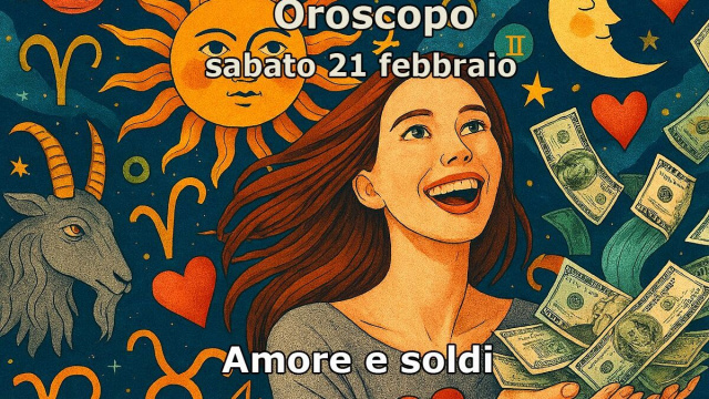 Locandina per l'oroscopo di amore e soldi del 21 febbraio - &copy; Pixabay IA.