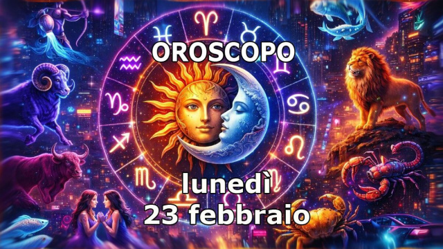 Locandina per l'oroscopo di luned&igrave; 23 febbraio e classifica - &copy; Gemini IA.