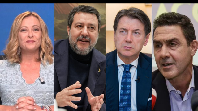 Giorgia Meloni, Matteo Salvini, Giuseppe Conte, Roberto Vannacci (&copy; Facebook)