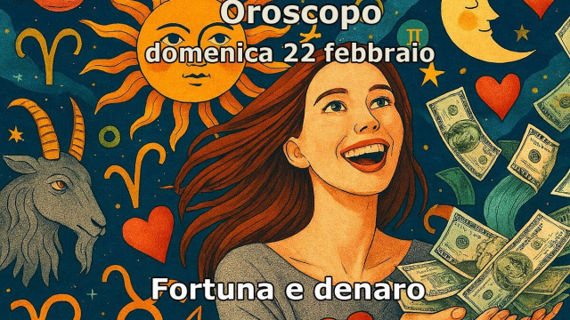 Locandina per l'oroscopo fortuna e denaro del 22 febbraio - &copy; Pixabay IA.