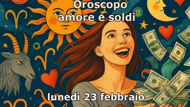 Locandina per l'oroscopo del 23 febbraio, amore e soldi - &copy; Pixabay IA.
