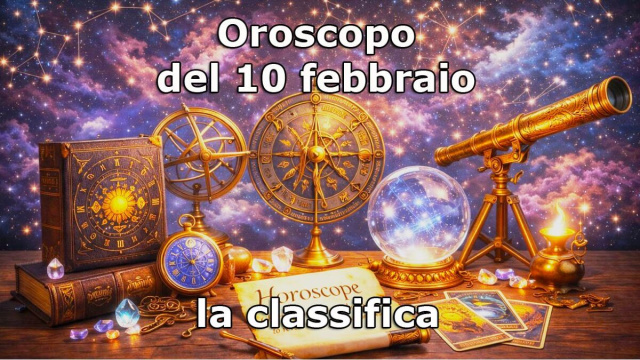 Locandina per l'oroscopo di marted&igrave; 10 febbraio e classifica - &copy; Gemini IA.