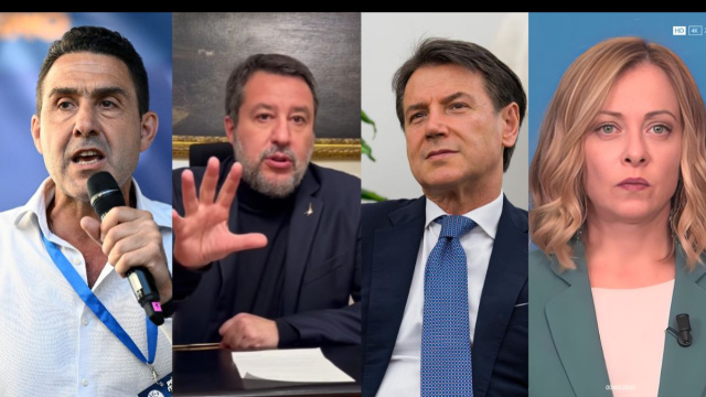 Matteo Salvini, Roberto Vannacci, Giuseppe Conte e Giorgia Meloni (&copy; Facebook)