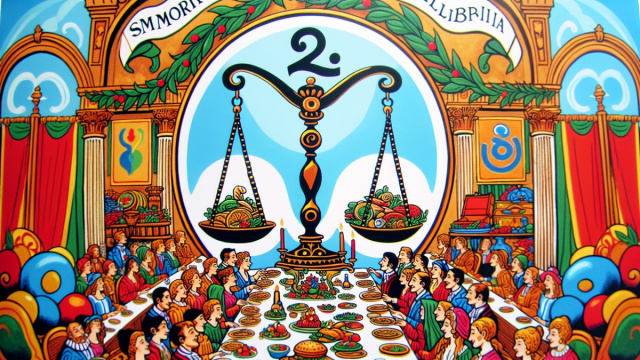 Numero 20 della Smorfia napoletana, 'a festa, Bilancia. &copy; Immagine creata con Dall-E