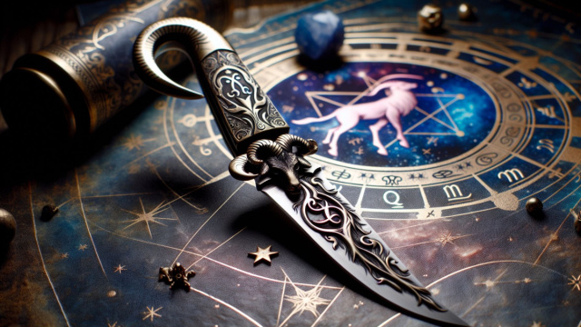 Numero 41 della Smorfia napoletana, 'o curtiello, Capricorno. &copy; Immagine creata con Dall-E