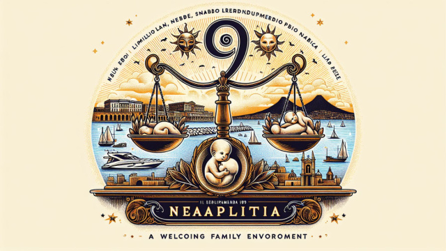 Numero 9 della Smorfia napoletana, 'a figliata, Bilancia. &copy; Immagine creata con Dall-E
