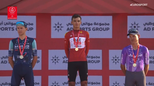 Tiberi e Del Toro sul podio dell'UAE Tour - &copy; Screenshot Eurosport