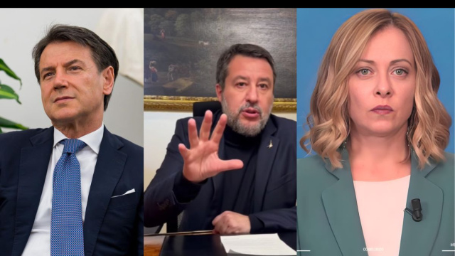Giuseppe Conte, Giorgia Meloni e Matteo Salvini (&copy; Facebook)