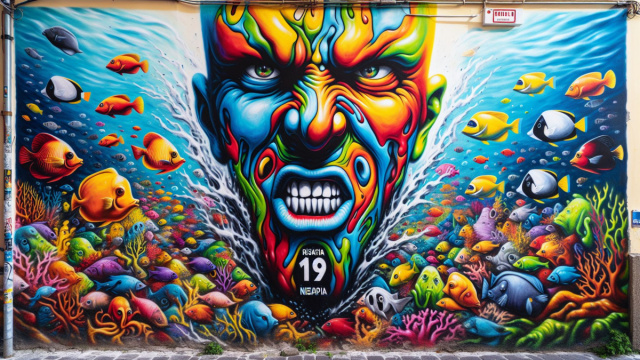 Numero 19 della Smorfia napoletana, 'a resata per l'Acquario. &copy; Immagine creata con Dall-E